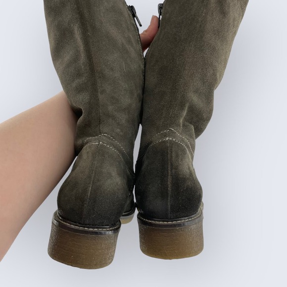 Sundance Deirdre Over Knee Burnished Green Suede 1" Block Heel Boot 37 7 $268 - Picture 5 of 10